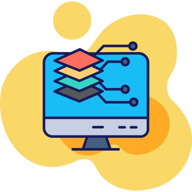 veri işleme renk ikonu vektör çizimi