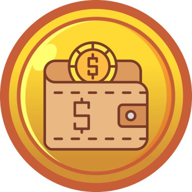 Para simgesi ve vektör illüstrasyonlu cüzdan