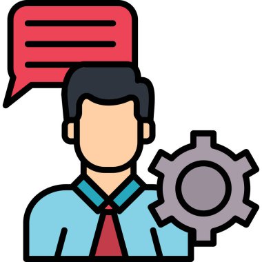 Kabarcık ve konuşma balonu vektör illüstrasyon tasarımı ile iş adamı dişlileri