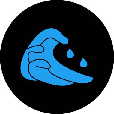 Su damlası vektör simgesi. biçim iki renkli düz sembol, mavi ve beyaz renkler, yuvarlak açılar, siyah arkaplan