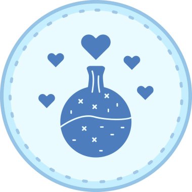 Şişeli mavi kalp ikonunun vektör çizimi