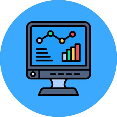 analitik iş simgesi renk ana hatları vektörü