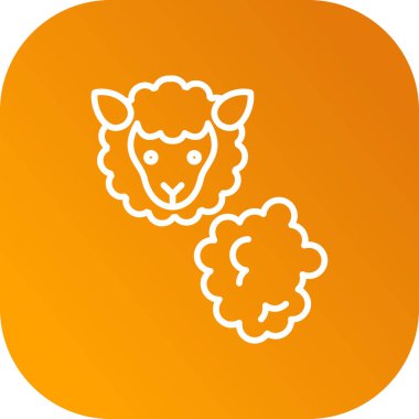 Beyaz arkaplanda izole edilmiş koyun düz simgesi, vektör, illüstrasyon