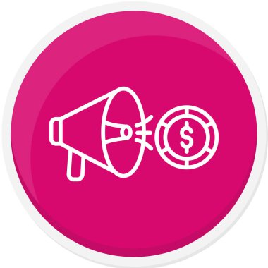 Bozuk para ikonlu megafon işareti. vektör illüstrasyonu