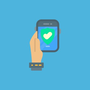 cep telefonu vektör simgesi. karikatür vektör simgesi. Akıllı telefonlu beyaz arkaplan.