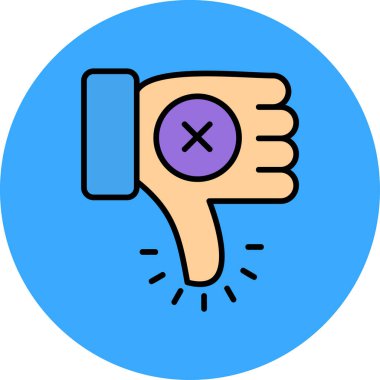 başparmak aşağı simgesi. Web için başparmak aşağı vektör simgelerinin özet çizimi