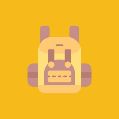 Sarı arkaplanda sırt çantası düz resimleme