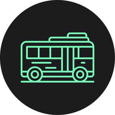 Otobüs Glyph Çember Vektör Simgesi Tasarımı