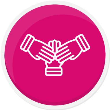 Uzun gölgeli beyaz çizgi boks eldiveni ikonu. Spor eldiven. Pembe daire düğmesi. vektör.