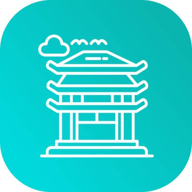 Pagoda simgesi, vektör illüstrasyonu basit tasarım