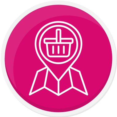 Beyaz çizgi ortaçağ taç ikonu uzun gölge arkaplan izole. Pembe renk düğmesi. vektör illüstrasyonu