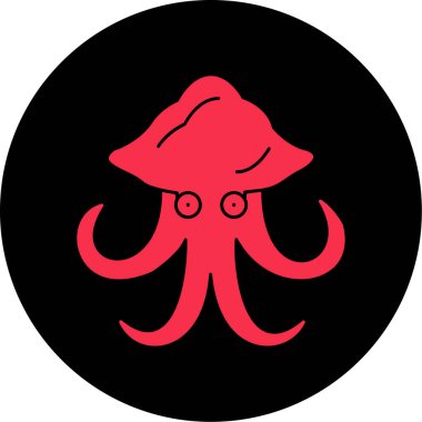 Bir ahtapotun kırmızı ve siyah ikonunun vektör çizimi