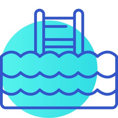 Yüzme havuzu ikonu. Ağ için yüzme vektörü simgesinin ana hatları