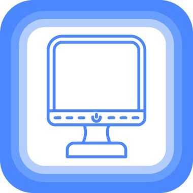 Bilgisayar monitörü simgesi. Beyaz arkaplanda izole edilmiş web tasarımı için ana bilgisayar izleme vektör simgesi