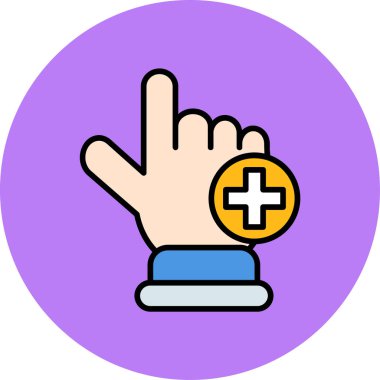 artı simge renk çizgisi vektörüyle el. el artı