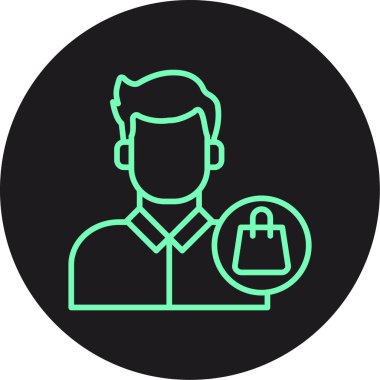 Benzersiz erkek kullanıcı vektör çizgisi simgesi