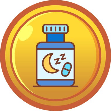 İçinde hap ikonu olan bir şişe. vektör çiziminin çizgi film biçimi