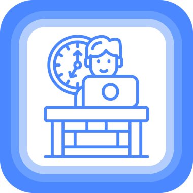 saat vektör simgesi olan dizüstü bilgisayar, basit illüstrasyon