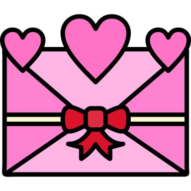 Kalp hediye ikonu. Sevgililer Günü vektör illüstrasyonunu özetle. beyaz üzerine izole