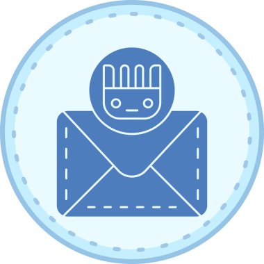 Mavi elbiseli bir adamın vektör çizimi ve kafasında bir torba dolusu harf olan bir takım elbise.