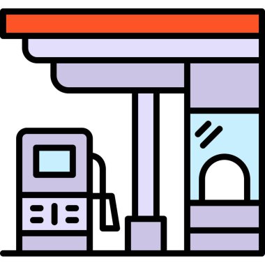 Araba istasyonu ikonu. Web için benzinlik vektör simgelerinin özet çizimi