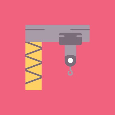 İnşaat aracı simgesi. Web tasarımı için inşaat vinç aracı vektör simgesinin düz çizimi