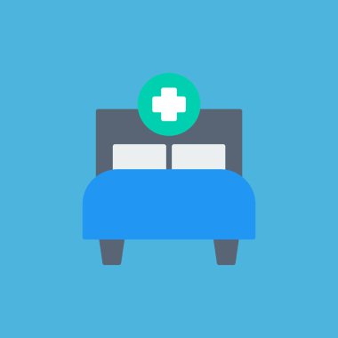 Hastane yatağı simgesi. Web tasarımı için hastane yatak vektör simgesidüz illüstrasyon