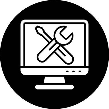 bilgisayar tamir simgesi, vektör illüstrasyonu