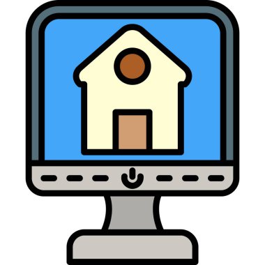 Bilgisayar ev simgesi. dizüstü bilgisayar vektör simgesi düz renk izole