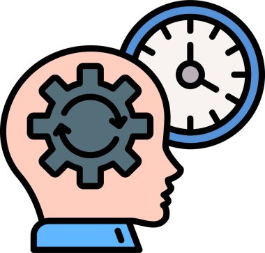 Zaman yönetimi simgesi renk ana hatları vektörü