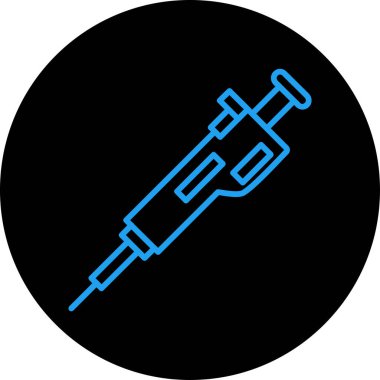 Enjeksiyon ikonu. vektör düz bicolor düz ikonik sembol, mavi ve beyaz renkler, yuvarlak açılar,