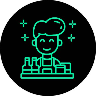 Hediye kutusu olan bir adamın vektör çizimi