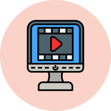 Video oynatıcı ikon vektör illüstrasyonu