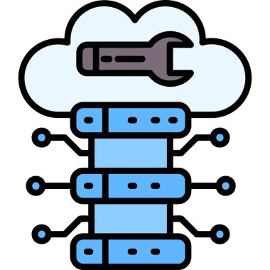 Bulut sunucusu. Web simgesi basit illüstrasyon