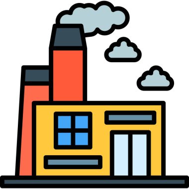 Fabrika binası simgesi, vektör illüstrasyonu