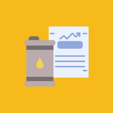 Yağ varili ve ikon, düz stil.