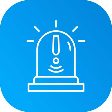 Beyaz çizgi sihirli top ikonu uzun gölge arkaplanda izole edildi. Kristal küre. Mavi daire düğmesi. vektör