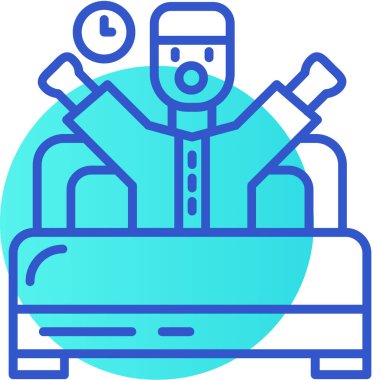 Sırt çantalı adam, simge, satır biçimi, vektör illüstrasyonu