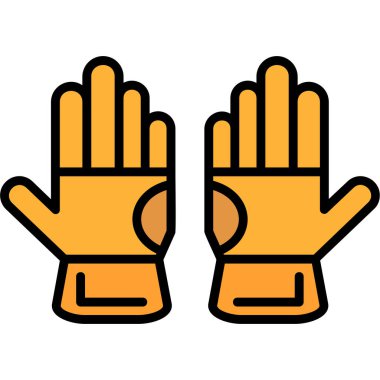 Eldiven simgesi renk dış hat vektörü