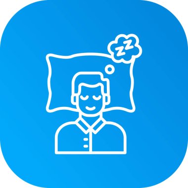 Uyku tulumu ikonu olan bir adam, vektör çizimi