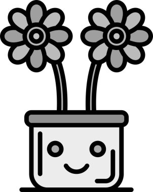 çiçek saksısı simgesi, vektör illüstrasyonu