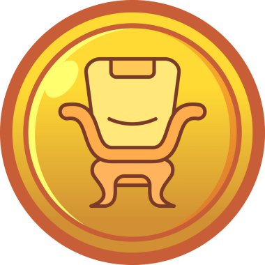 Altın sikke ve çanta ikonu, çizgi film tarzı.