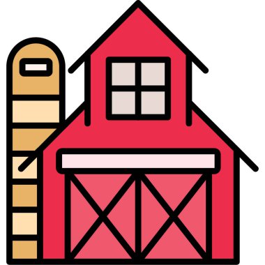 Ziraat çiftliği ikonu - ana hatlar biçiminde