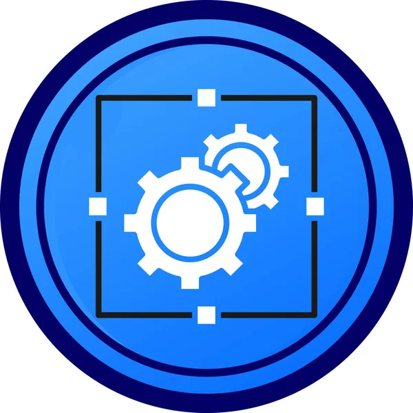 Vites vektör simgesi. Bu yuvarlak düz sembol beyaz arkaplanda pürüzsüz mavi renklerle çizilir.