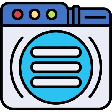 çamaşır makinesi simgesi, vektör illüstrasyon tasarımı