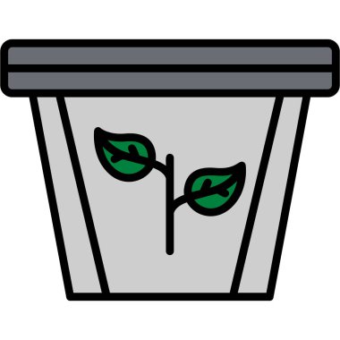 Çöp kutusu simgesi. Taslak çöp kutusu vektör rengi düz izole