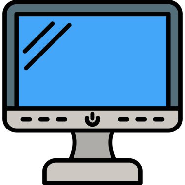 Bilgisayar ekranı simgesi ile doldurulmuş - ana hatlar biçimi