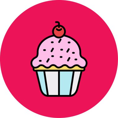 cupcake simgesi, vektör illüstrasyonu