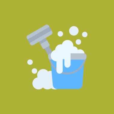 Yeşil bitkili mavi bir sulama kutusunun vektör çizimi