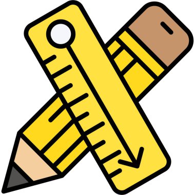 Kalem cetvel. Web simgesi basit illüstrasyon